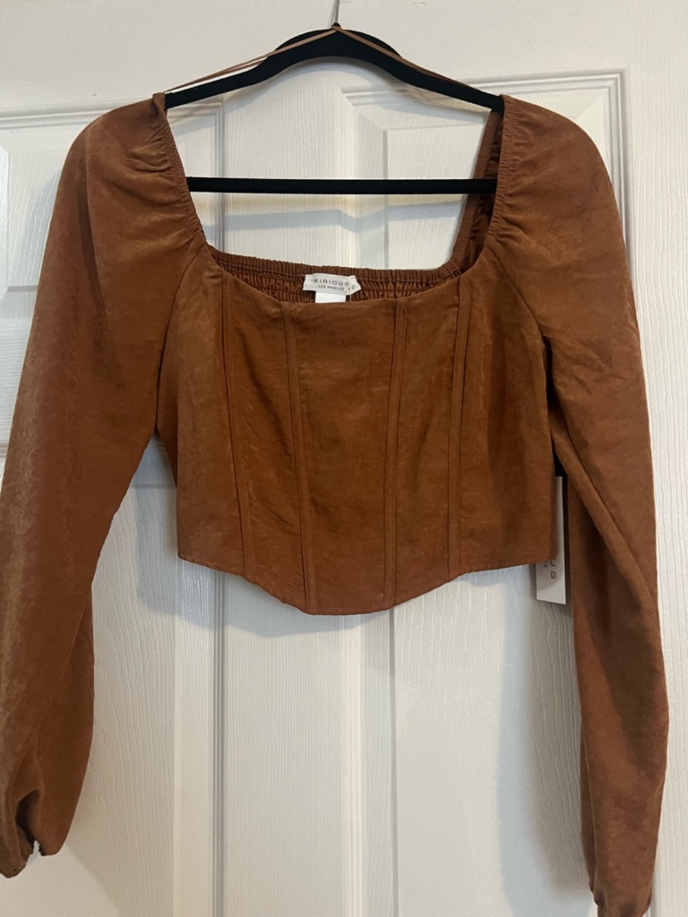 Square-Neck Long Sleeve Crop Top